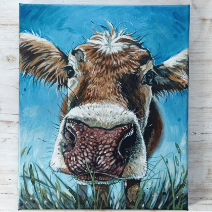 Joanna Podolska - obrazy akryl - Krowa, obraz 30x25cm foto #4