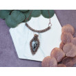 Miedziany naszyjnik wire wrapping z obsydianem śnieżnym #492