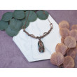Miedziany naszyjnik wire wrapping z agatem mszystym #494