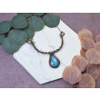 Miedziany naszyjnik wire wrapping z turkusem #495