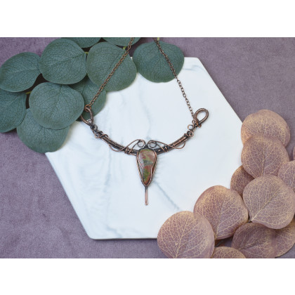 Witchcraft Apparel - korale,naszyjniki - Miedziany naszyjnik wire wrapping z unakitem #497 foto #1