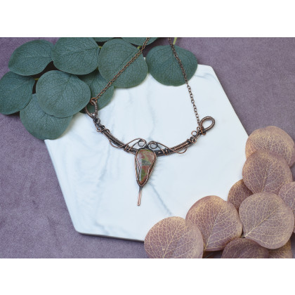 Witchcraft Apparel - korale,naszyjniki - Miedziany naszyjnik wire wrapping z unakitem #497 foto #2