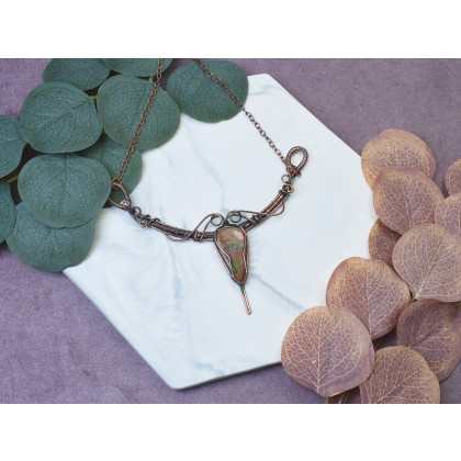 Witchcraft Apparel - korale,naszyjniki - Miedziany naszyjnik wire wrapping z unakitem #497 foto #3