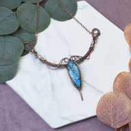 MIEDZIANY NASZYJNIK WIRE WRAPPING Z TURKUSEM #498