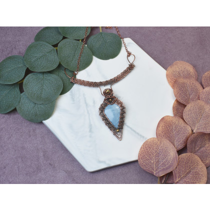 Witchcraft Apparel - korale,naszyjniki - Miedziany naszyjnik wire wrapping z opalem owyhee #501 foto #1