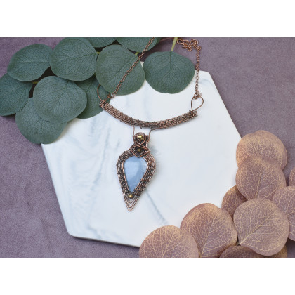 Witchcraft Apparel - korale,naszyjniki - Miedziany naszyjnik wire wrapping z opalem owyhee #501 foto #2