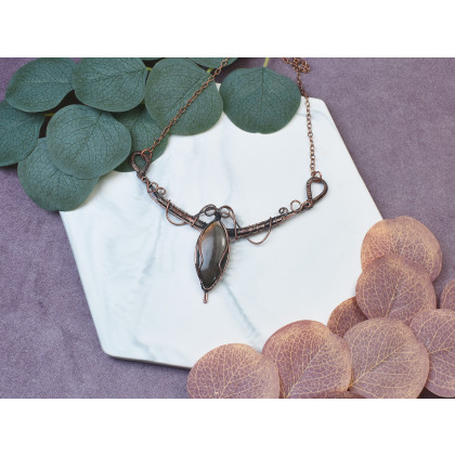 Witchcraft Apparel - korale,naszyjniki - Miedziany naszyjnik wire wrapping z labradorytem #503 foto #1