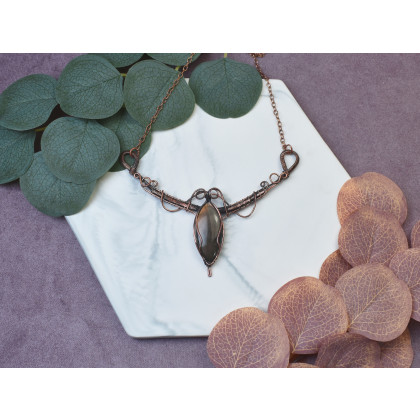 Witchcraft Apparel - korale,naszyjniki - Miedziany naszyjnik wire wrapping z labradorytem #503 foto #3