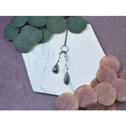 Witchcraft Apparel - wisiory - Posrebrzany elegancki wisiorek z malachitem #510 foto #1