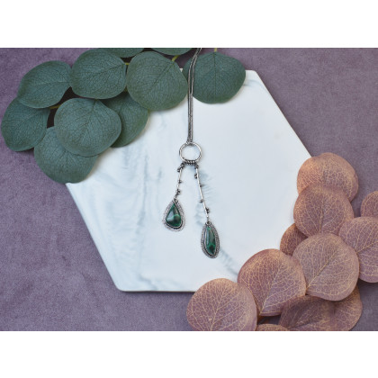 Witchcraft Apparel - wisiory - Posrebrzany elegancki wisiorek z malachitem #510 foto #3