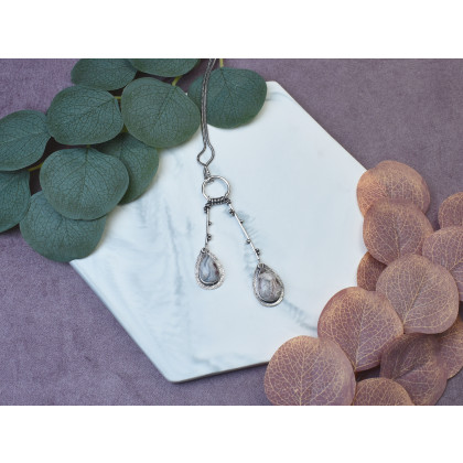 Witchcraft Apparel - wisiory - Posrebrzany elegancki wisiorek z agatem crazy lace #511 foto #2