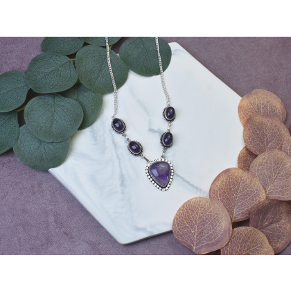 Witchcraft Apparel - korale,naszyjniki - Posrebrzany elegancki wisiorek z ametystami #514 foto #1