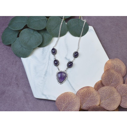 Witchcraft Apparel - korale,naszyjniki - Posrebrzany elegancki wisiorek z ametystami #514 foto #2