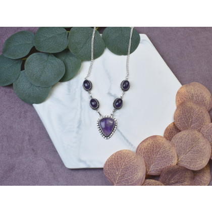 Witchcraft Apparel - korale,naszyjniki - Posrebrzany elegancki wisiorek z ametystami #514 foto #3