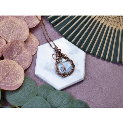 Witchcraft Apparel - wisiory - Miedziany wisiorek wire wrapping z opalem owyhee #515 foto #1