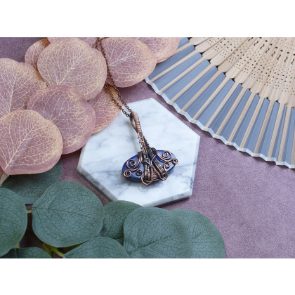 Witchcraft Apparel - wisiory - Miedziany wisiorek wire wrapping z lapisem lazuli #524 foto #1