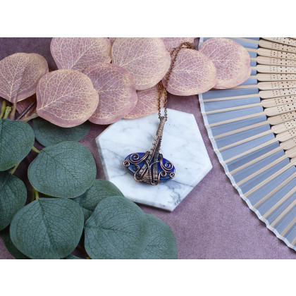 Witchcraft Apparel - wisiory - Miedziany wisiorek wire wrapping z lapisem lazuli #524 foto #3