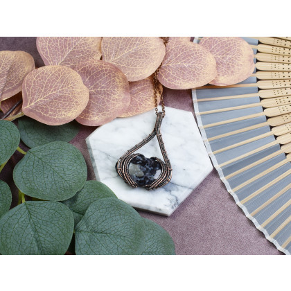 Witchcraft Apparel - wisiory - Miedziany wisiorek wire wrapping z jaspisem Garboo #528 foto #2