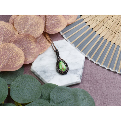 Witchcraft Apparel - wisiory - Miedziany wisiorek wire wrapping z jaspisem imperialnym #529 foto #1