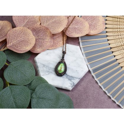 Witchcraft Apparel - wisiory - Miedziany wisiorek wire wrapping z jaspisem imperialnym #529 foto #2