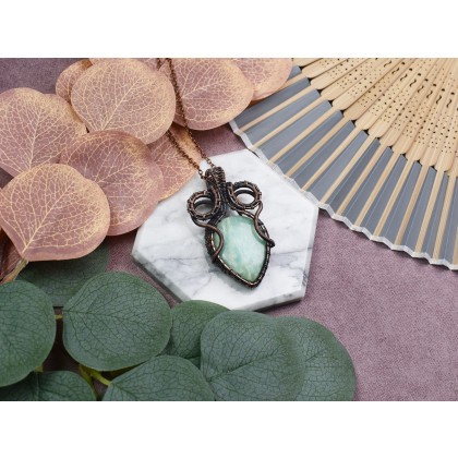 Witchcraft Apparel - wisiory - Miedziany wisiorek wire wrapping z amazonitem #530 foto #1