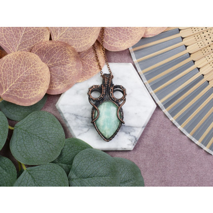 Witchcraft Apparel - wisiory - Miedziany wisiorek wire wrapping z amazonitem #530 foto #2