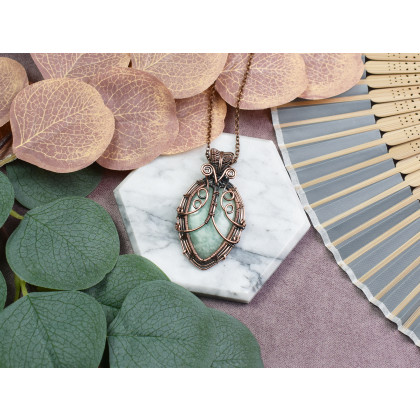 Witchcraft Apparel - wisiory - Miedziany wisiorek wire wrapping z amazonitem #531 foto #2