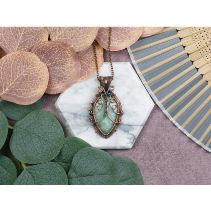 Witchcraft Apparel - wisiory - Miedziany wisiorek wire wrapping z amazonitem #531 foto #3