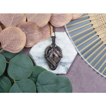 Witchcraft Apparel - wisiory - Miedziany wisiorek wire wrapping z rodonitem #532 foto #2