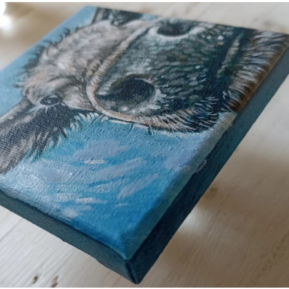 Joanna Podolska - obrazy akryl - portret krowy 10x10cm foto #1