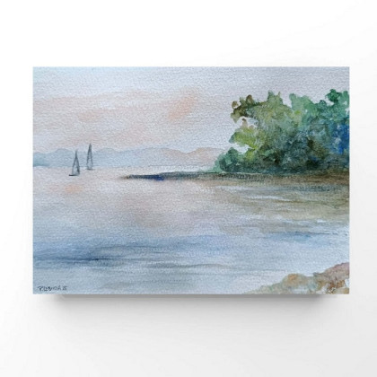 Pejzaż 77-  akwarela formatu A5, Paulina Lebida, obrazy akwarela