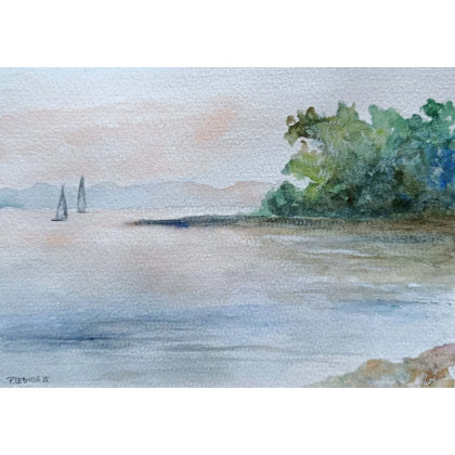 Paulina Lebida - obrazy akwarela - Pejzaż 77-  akwarela formatu A5 foto #1