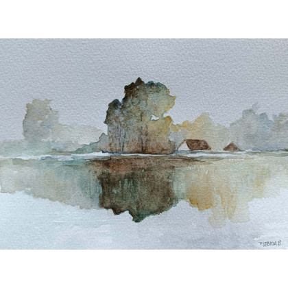 Paulina Lebida - obrazy akwarela - Pejzaż 79-  akwarela formatu A5 foto #1