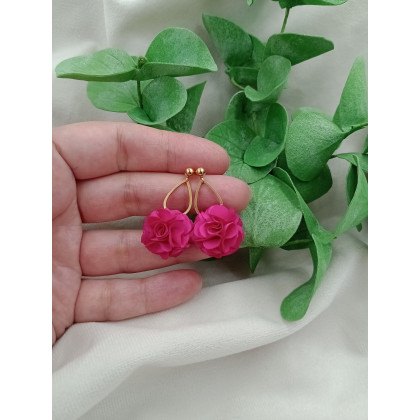 Soutacheria - kolczyki  - Kolczyki kwiaty fuksjowe różowe sztyfty, małe kolczyki na sztyft foto #1