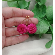 Kolczyki kwiaty fuksjowe różowe sztyfty, małe kolczyki na sztyft