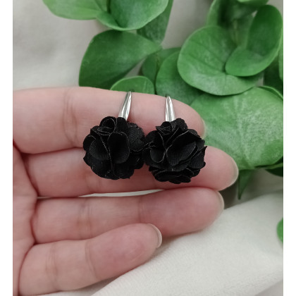 Soutacheria - kolczyki  - Małe czarne kolczyki kwiaty kwiatowe foto #1