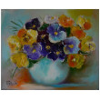 Bukiet  kolorowych bratków obraz olejny 25-30cm