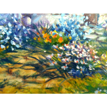 Izabela Krzyszkowska  - obrazy olejne - Wiejska chata w słonecznikach i malwach foto #3