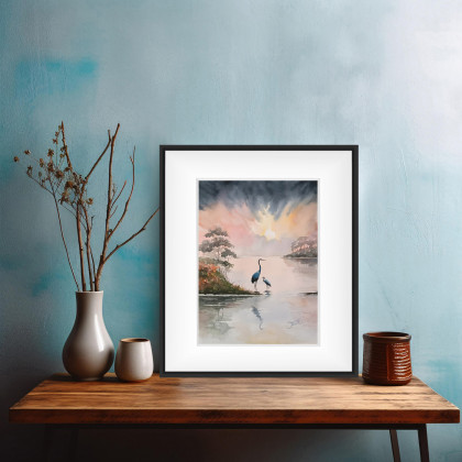 Joanna Tomczyk - obrazy akwarela - Żurawie o poranku, Akwarela 24x32 cm foto #1