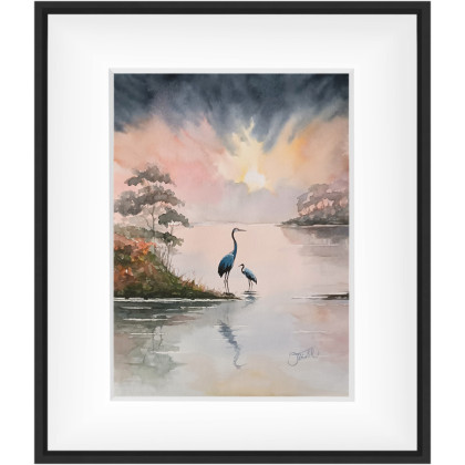 Joanna Tomczyk - obrazy akwarela - Żurawie o poranku, Akwarela 24x32 cm foto #3