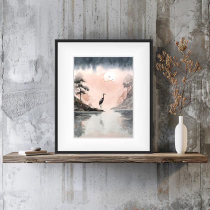 Joanna Tomczyk - obrazy akwarela - Cisza i żuraw, Akwarela 24x32 cm foto #1