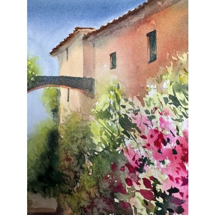 Krystyna Nowak - obrazy akwarela - Włoska uliczka (40x50 cm) foto #1
