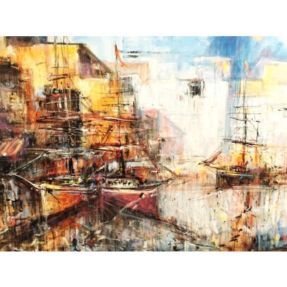 Dariusz Grajek - olej + akryl - W starym porcie... foto #1