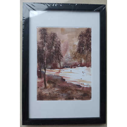 Akwarela Akwarelka Obraz pt: Leśny Szmer - oprawiona, Beata Rudecka, obrazy akwarela