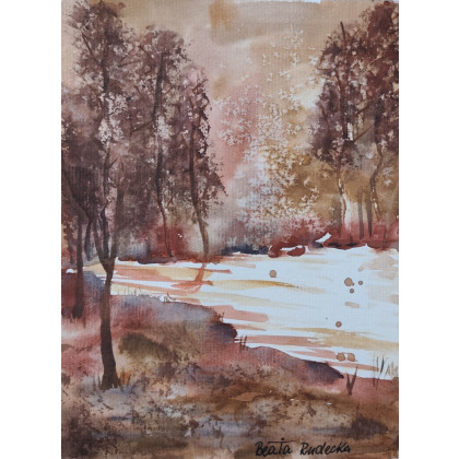 Beata Rudecka - obrazy akwarela - Akwarela Akwarelka Obraz pt: Leśny Szmer - oprawiona foto #2