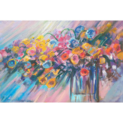 KWIATOWA EKSPRESJA - Obraz olejny, Izabela Krzyszkowska , obrazy olejne