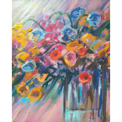 Izabela Krzyszkowska  - obrazy olejne - KWIATOWA EKSPRESJA - Obraz olejny foto #1