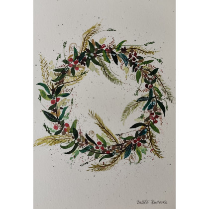 Beata Rudecka - obrazy akwarela - Akwarela Akwarelka Obraz pt: Wianek foto #2