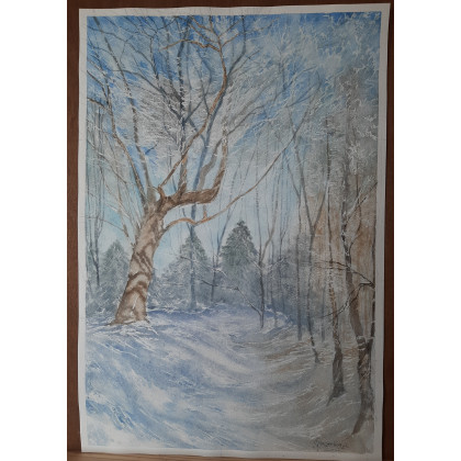 Zimowe ukojenie, Akwarela, Ewelina Gruszecka, obrazy akwarela