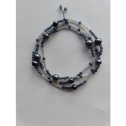 unikatart - korale,naszyjniki - Naszyjnik Korale Perłowe Długi Sznur Pereł Szare Grafitowe foto #3